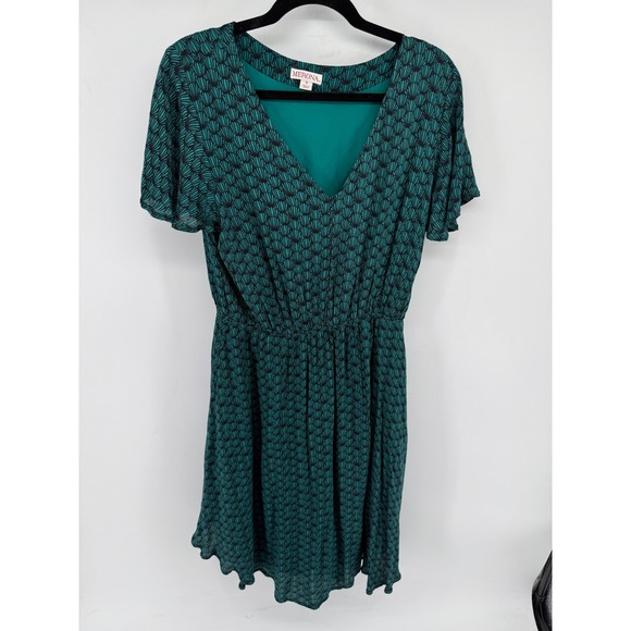 Merona Dresses & Skirts - Merona Dress Womens S Teal Green Rayon Shell Print V-Neck Coastal Chic Mini